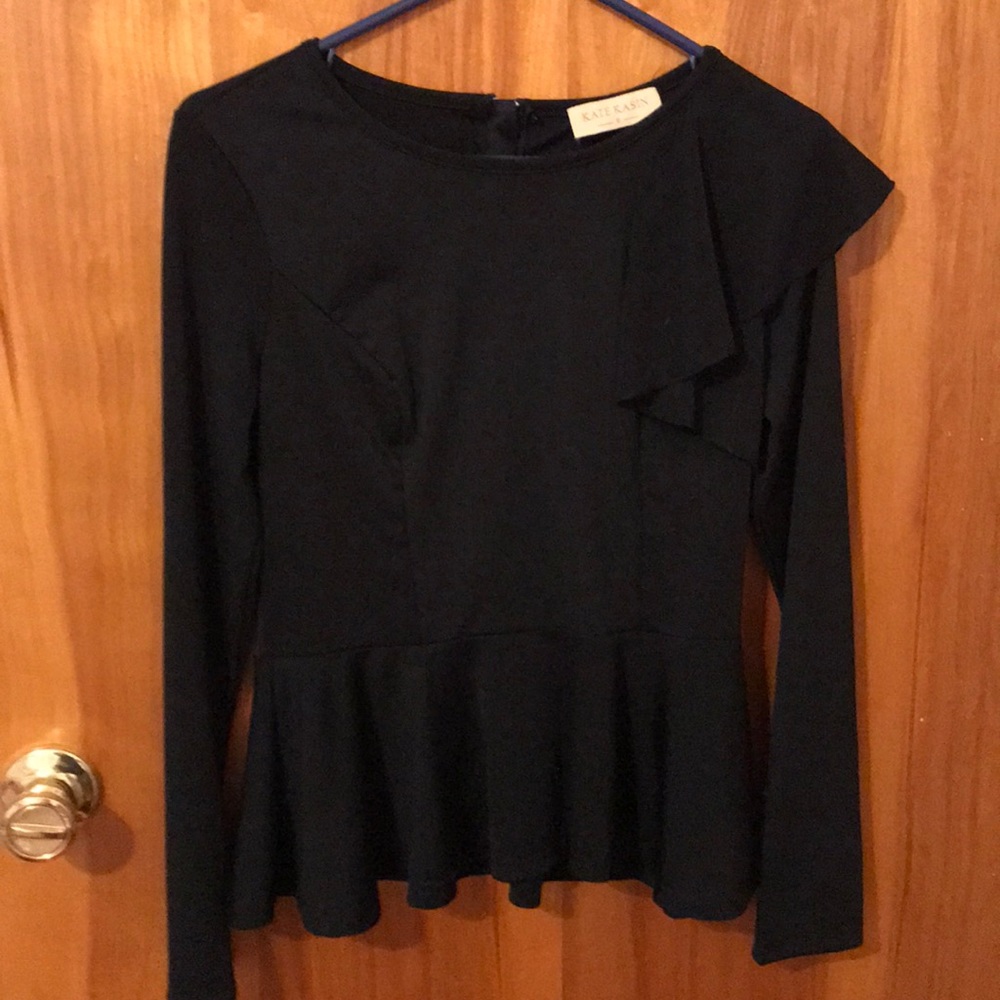 🖤Black Long Sleeve Ruffle Shirt